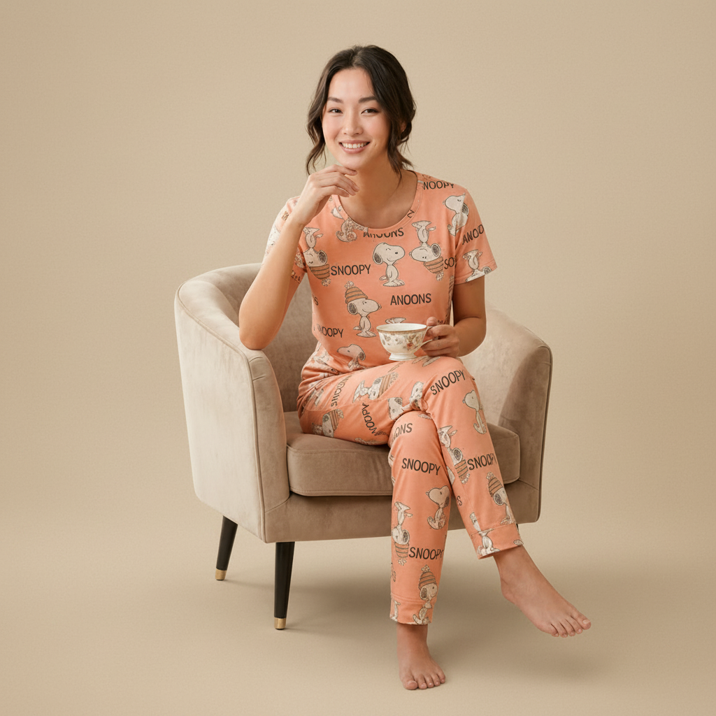 Snoopy Print Pajama Set