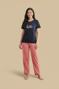 "Hello" Slogan Tee & Coral Pants Pajama Set