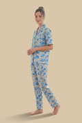 Blue Storybook Print Cotton Shirt & Pants Pajama Set