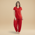 Red Satin Top & Patiala Pants Co-ord Set