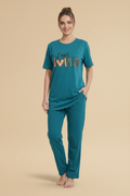 I Am Loved" Teal Graphic Tee & Pants Pajama Set – Summer & Stripes Collection