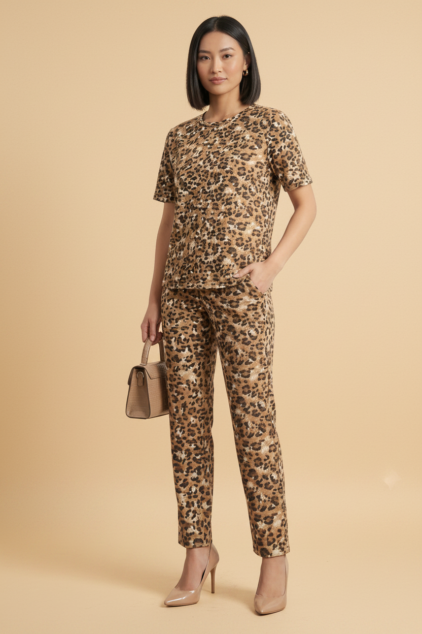 Leopard Print Tee & Pants Co-ord Set