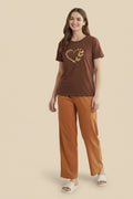 Heart & Butterfly Graphic Tee & Wide-Leg Pants Set