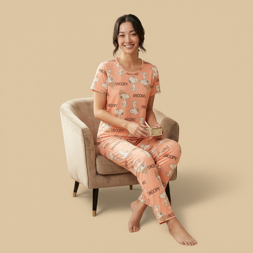Snoopy Print Pajama Set